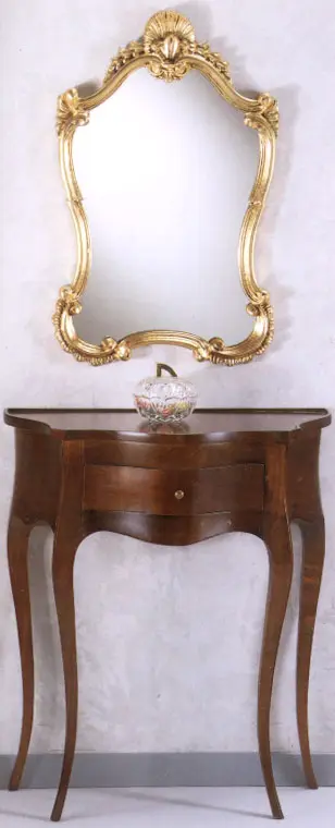 Konzola 433 & Ogledalo 434 — cm. 45 x 5 x 72 H · cm. 66 x 32 x 77 H.